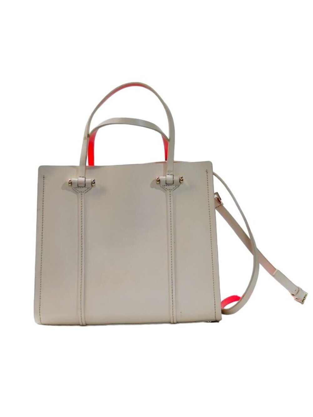 KATE SPADE Arbour Hill Elodie Handbag Beige Red Adjust Detachable Strap Handles - Picture 5 of 13